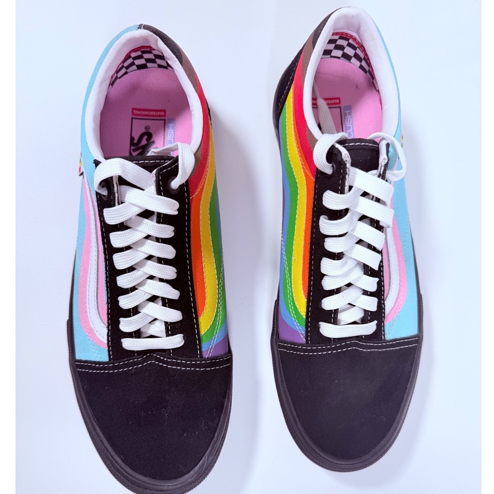 Vans Skate Old Skool Pride Rainbow Trans Flag Black Sneakers Mens 12 Rave - Picture 5 of 13